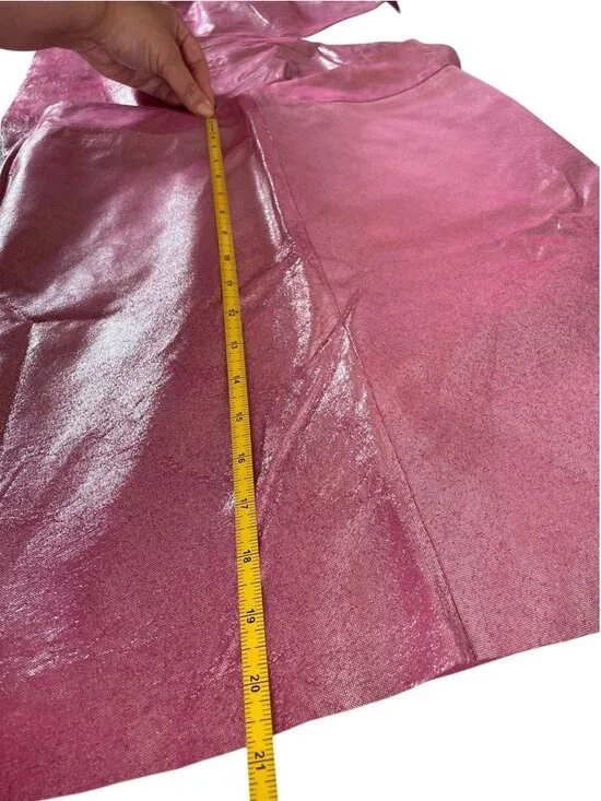 Rare Vintage Y2K Express Hot Pink 100% Leather Halter Top Skirt Set Sz XS Fest - Picture 12 of 16